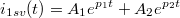 $$i_{1sv}(t)=A_1e^{p_1t}+A_2e^{p_2t}$$