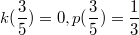 $$k(\frac 3 5)=0, p(\frac 3 5)=\frac 1 3$$