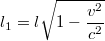 $$l_1 = l\sqrt{1-\frac{v^2}{c^2}}$$