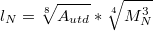 $$l_N=\sqrt[8]{A_{utd}}*\sqrt[4]{M_N^3}$$