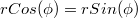 $$rCos(\phi) = rSin(\phi)$$