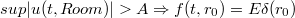 $$sup|u(t,Room)|>A \Rightarrow f(t,r_0)=E\delta(r_0)$$