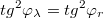 $$tg^2 \varphi _{ \lambda }=tg^2 \varphi _{r}$$