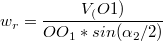 $$w_r=\frac {V_(O1)} {OO_1*sin(\alpha_2/2)}$$