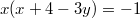 $$x(x+4-3y)=-1$$