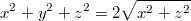 $$x^2+y^2+z^2=2\sqrt{x^2+z^2}$$