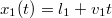 $$x_1(t) = l_1+v_1t$$