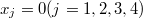 $$x_j=0 (j=1,2,3,4)$$