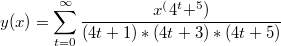 $$y(x)=\sum_{t=0}^{\infty}{\frac {x^(4^t+^5)} {(4t+1)*(4t+3)*(4t+5)}}$$