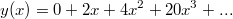 $$y(x)=0+2x + 4x^2 +20x^3 + ... $$