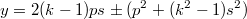 $$y=2(k-1)ps\pm(p^2+(k^2-1)s^2)$$