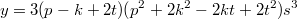 $$y=3(p-k+2t)(p^2+2k^2-2kt+2t^2)s^3$$