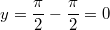 $$y = \frac{\pi}{2} - \frac{\pi}{2} = 0$$