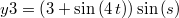 $$y3= \left( 3+\sin \left( 4\,t \right)  \right) \sin \left( s \right) $$