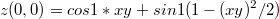 $$z(0,0)=cos1*xy+sin1(1-(xy)^2/2)$$