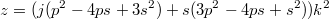 $$z=(j(p^2-4ps+3s^2)+s(3p^2-4ps+s^2))k^2$$