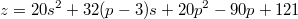 $$z=20s^2+32(p-3)s+20p^2-90p+121$$